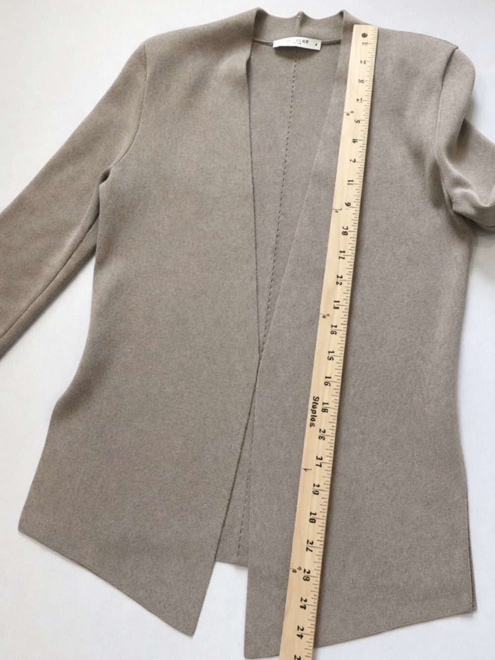 MM.LaFleur Taupe Pearl Jardigan | Open Front Knit Blazer Cardigan | Size Small - Picture 14 of 15